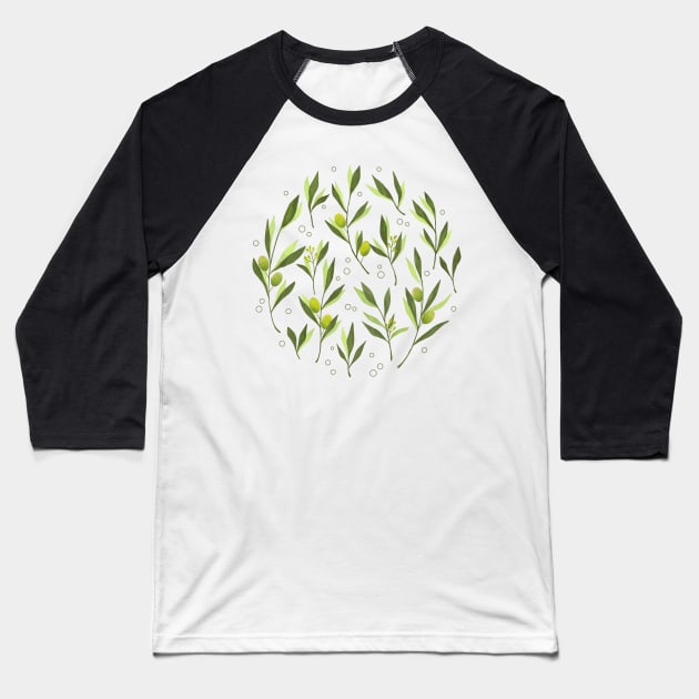 Green Olive Baseball T-Shirt by Tebscooler